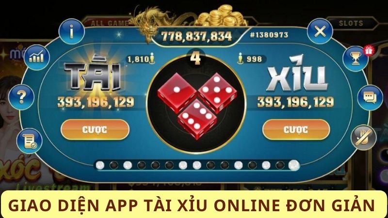 Giao diện app Tài xỉu online đơn giản